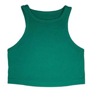 Wild Fable Green Ribbed Crop Tank Top High Neck Stretch Sleeveless Casual Summer